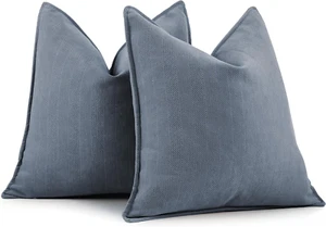 ZWJD Dusty Blue Pillow Covers 18X18 Set of 2 Chenille Throw Pillow Covers - Picture 1 of 12