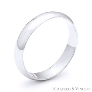 4mm Plain Dome Wedding Band in Plain Solid 925 Sterling Silver - Men's / Women's - Picture 1 of 1