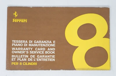 Tarjeta de garantía original Ferrari y libro de servicio para V8 308 1975 Reino Unido Ch#20247 Foto 1 de 4