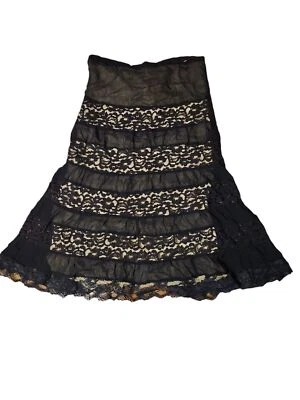 Maxi Falda Charlotte Russe Para Mujer M Negra Encaje Y2K Escoba Capricho Hada Foto 1 de 4