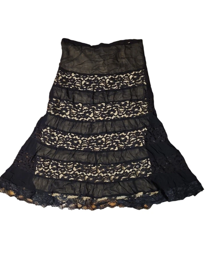 Maxi Falda Charlotte Russe Para Mujer M Negra Encaje Y2K Escoba Capricho Hada Foto 1 de 4