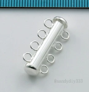 1x STERLING SILVER BRIGHT 4-STRAND SLIDE BOX CLASP 25mm N022 - Picture 1 of 3