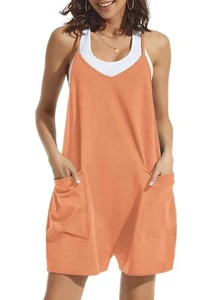 Womens Summer Casual Sleeveless Rompers Loose Fit Strap Shorts Jumpsuit Size S - Picture 1 of 6