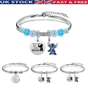 Girls Friendship Charm Bracelet Womens Lilo and Stitch Cute Jewellery Girls Gift - Picture 1 of 9