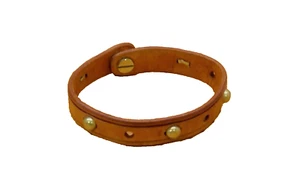 Armband Leder Unisex Armband goldfarben Metall Nieten 8" L Größe Large - Bild 1 von 11