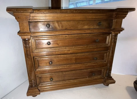 Antique Empire 4 Drawer Miniature Wood Chest-of-Drawers Fruitwood Cover