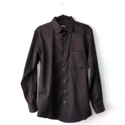 Camisa social masculina Murano 15-33 preta elástica punhos franceses usada uma vez - última chance - Imagem 1 de 4