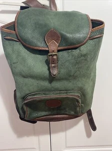Vintage ROOTS CANADA grün Kieselleder Rucksack Rucksack Tasche Messing - Bild 1 von 12