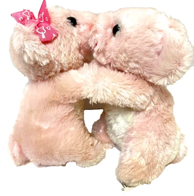 Rare VTG Dan Dee Collectors Choice Mini Plush Kissing Pigs Talking Smooching 5" - Image 1 of 4