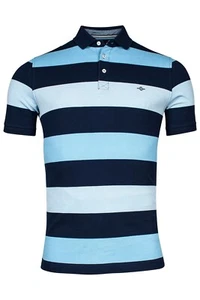 BAILEYS® Oxford Striped Polo Shirt/Ice/Navy/Turquoise - 2XL WAS £65.00 50% OFF - Picture 1 of 1