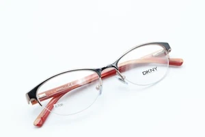 DKNY DY 5642 1214 Black/Peach-Pink Horn 52-17-140 Half Rim Frames Flex R706 - Picture 1 of 12
