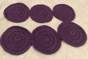 Six pcs set of crochet coaster-purple-100% usa cotton-can be wash - Picture 1 of 3