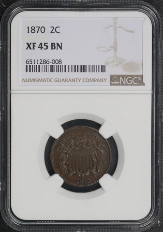 1870 Two Cent Piece NGC XF45! 6511286-008 Cover