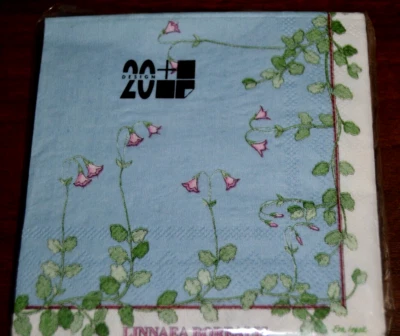 LINNAEA BOREALIS 20 Paper Napkins FLORAL BLUE NIP Beverage 25x25 cm Sweden 3-PLY - Image 1 of 4