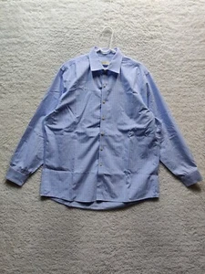 Michael Kors Non-Iron Men's Classic Fit Blue/white Check Shirt Size 17 - Picture 1 of 10