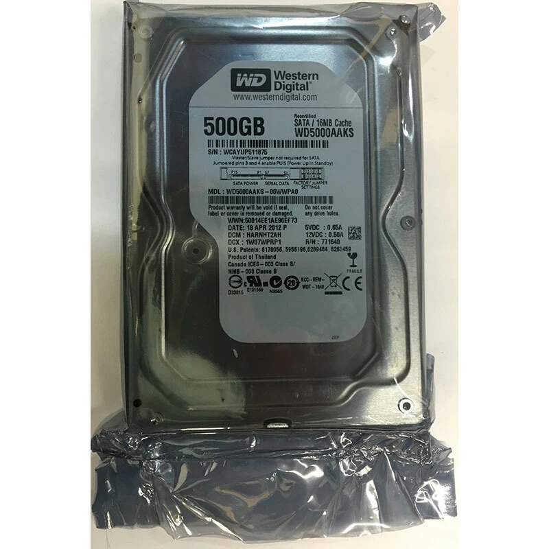 WD5000AAKS-00WWPA0 - Western Digital 500GB 7200 RPM SATA 3.5" HDD manufacture... - Image 1 of 1