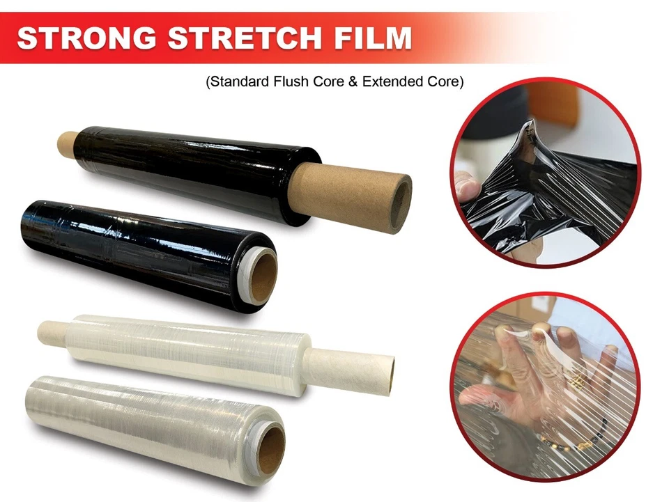 STOCKSUPPLIES STRONG PALLET STRETCH SHRINK WRAP FILM 17 23 30MU 400MM EXT /STD 500MM STANDARD