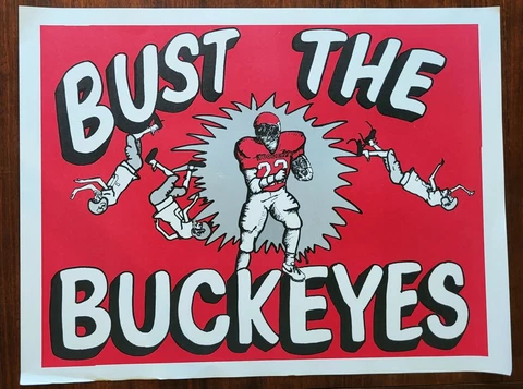 VINTAGE 1992 Indiana University Hoosiers Football Game Week Poster-Ohio State Cover