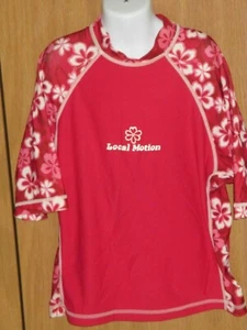 Local Motion Girl's Youth Large Pink Hibiscus Hawaii Aloha Swim Top Nylon Lycra - Picture 1 of 3