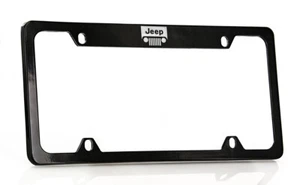 Jeep Logo black coated zinc metal License Plate Frame Holder - Picture 1 of 3