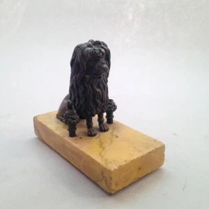 Antik Bronze Hund Spaniel Inkwell Stein Sockel - Bild 1 von 7