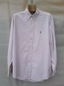 Vintage Polo RL Chambray Striped Shirt Mens 16.5 Pink White Flesh Pony - Picture 1 of 17