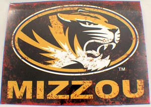 Missouri State Mizzou Mu Distressed Metal Sign Wall Plaque New #82192 - Picture 1 of 3