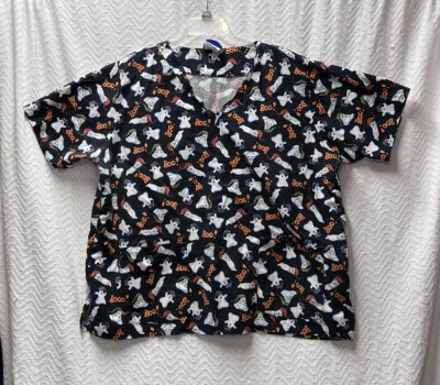Landau Halloween Pattern Size 2XL Scrub Top Style 82190 Ghosts - Image 1 of 4