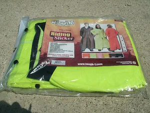 2XL Lime Green Tough 1 PVC/Vinyl Riding Slicker raincoat w/ Removable Hood - Picture 1 of 1