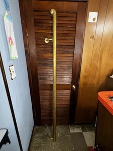 77” Vintage Brass Bar Rail 2” Diameter Hand Rail w/ GORGEOUS END + 2 Brackets - Picture 1 of 18