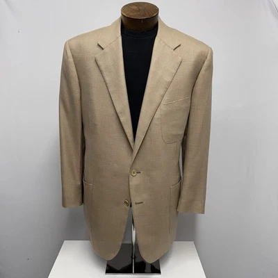 Blazer Ralph Lauren Etiqueta Púrpura Para Hombres Talla 44R Marrón Pata de Gallo Cachemira 2 Botones Foto 1 de 4