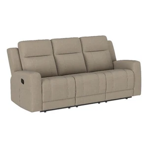 Coaster Brentwood Faux Leather Upholstered Motion Reclining Sofa in Taupe - Picture 1 of 11
