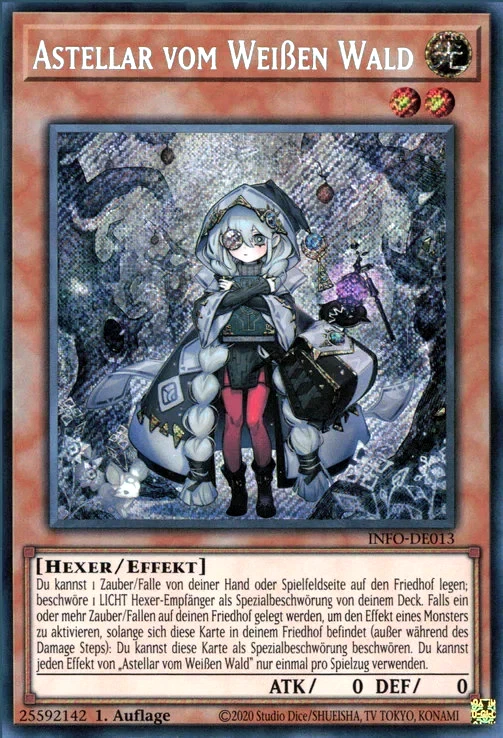 Astellar vom Weißen Wald  INFO-DE013 Secret Rare Deutsch  Yu-Gi-OH NM - Bild 1 von 1