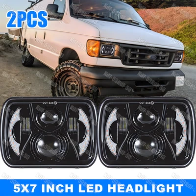 New 5x7 7x6 LED Headlights Hi/Lo Beam For Ford E-100 E-150 E-250 E-350 Econoline - Image 1 of 4