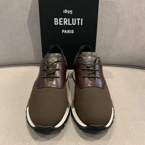 Berluti Zapatos Para Hombres Vía Rápida Cuero Gamuza Nylon Marrón 10.5 Zapatilla Corte Bajo - Imagen 1 de 15