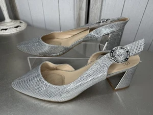 Jones New York Pumps Silver Sparkle Slingback Holiday Wedding Size 8 - Picture 1 of 5