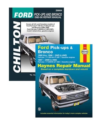 Juego de 2 libros manuales de reparación Haynes — camionetas Ford y Bronco 1980-1997 F100 F150 Foto 1 de 3