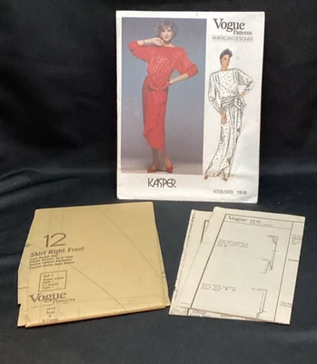 Vtg sewing Pattern Vogue 1510 Kasper Dress 8 1985, ships free - Image 1 of 4
