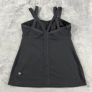 Lululemon Tank Top Womens 10 Black Built In Bra Strappy Athletic Yoga Ruched - Picture 1 of 10