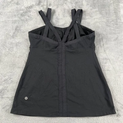 Camiseta sin mangas Lululemon para mujer 10 sujetador negro incorporado con tiras atlético yoga acanalado Foto 1 de 4