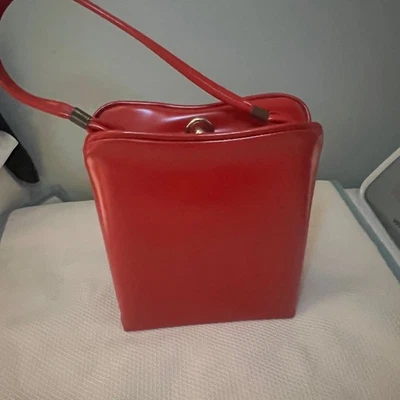 Cartera vintage de charol rojo con asa superior Foto 1 de 4