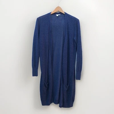 Cárdigan suéter plumero mezcla lino halógeno para mujer S frente abierto azul profesor  Foto 1 de 4