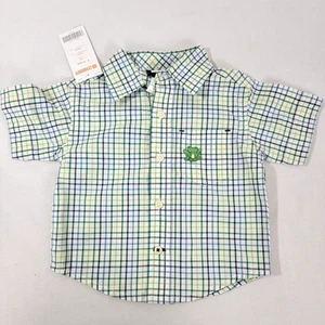 Gymboree Baby Jungen geknöpftes kariertes Frosch Hemd Kurzarm NEU 3 - 6 M Monate - Bild 1 von 5