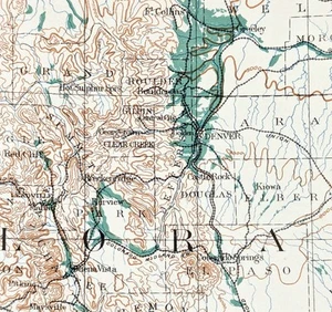 1890 COLORADO - IRRIGATION Map ORIGINAL (10X7.5) DENVER - LEADVILLE - OURAY - Picture 1 of 4