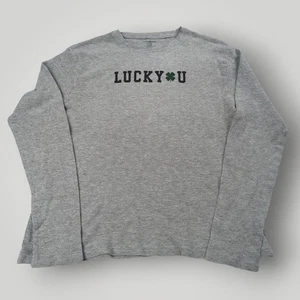 Lucky Brand Women's Thermal Sleepwear Shirt L Gray “Lucky You” Clover Graphic - Picture 1 of 8