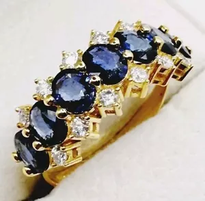 LUXUS Damen Ring Saphir,Brillant Diamanten Echtes 750 Gelbgold 18KT,Neu”• - Bild 1 von 13