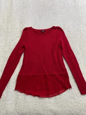 Suéter Pullover Lucky Brand Mujer Talla M Rojo Manga Larga (C10) Foto 1 de 4