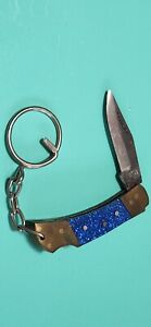 4" Total - Mini Blue Pocket Knife Blade 1.75" Stainless Steel Keychain Pakistan