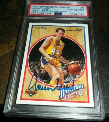 1991 Upper Deck JERRY WEST Heroes #3 Autographed HOF Lakers MVP Auto NBA PSA/DNA - Image 1 of 3