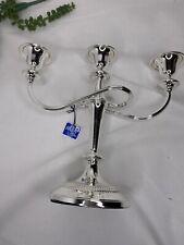 Pair Of F.B. Rogers Silver Co. New NWT three-candle curved-arm candelabra 2 Pc